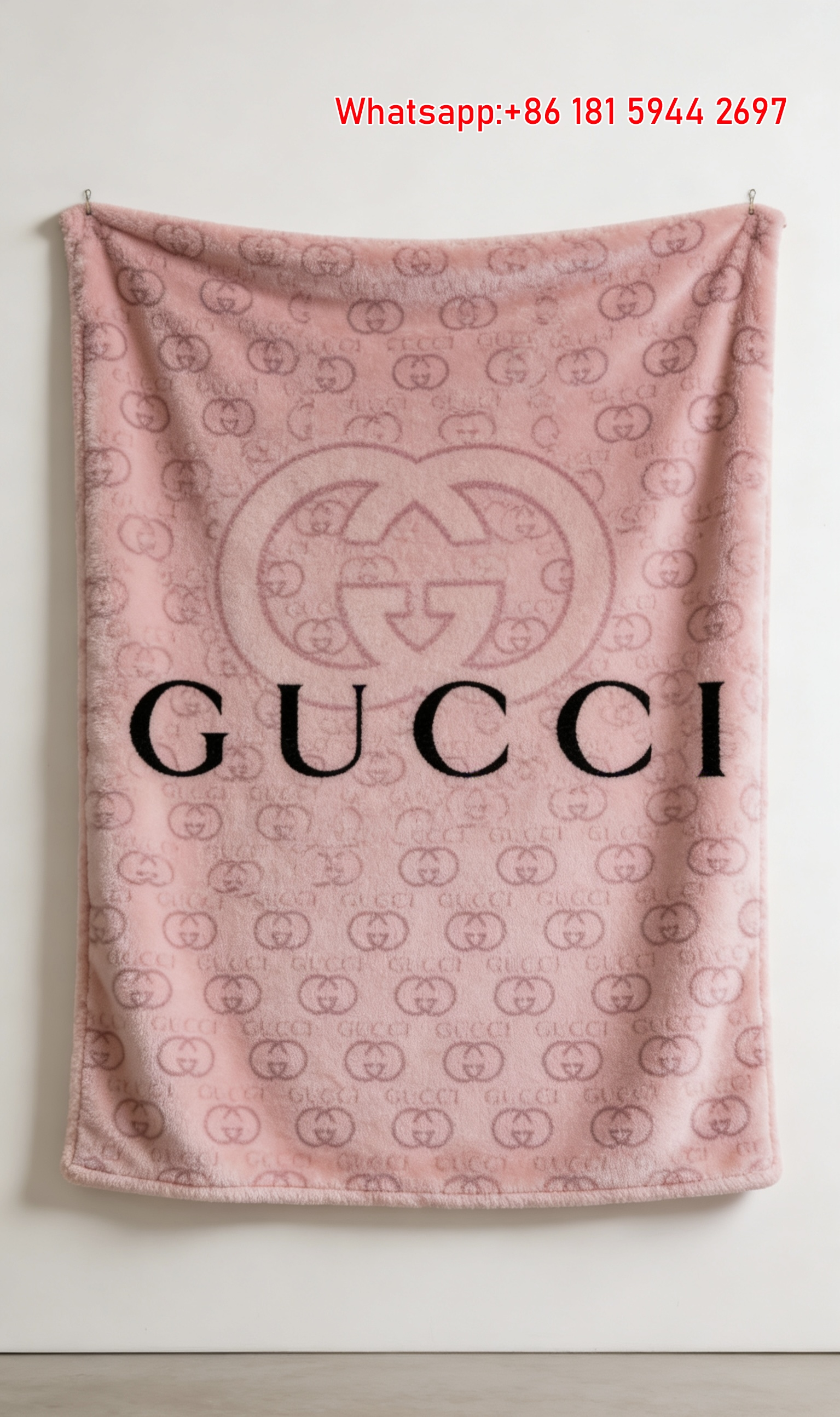 Gucci Pink Monogram Tapestry Blush GG Gucci Throw Blankets IMG_2879